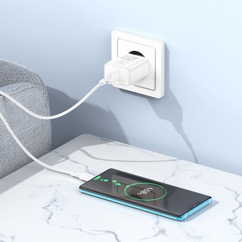 Сетевое зарядное устройство Borofone BA72A, 18 Вт, Quick Charge, белый, 1 порт, #6974443388558 Превью 2