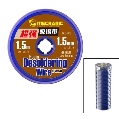 Malla para desoldar Mechanic DW50 1515, (Ancho) 1.5 mm, (L) 1.5 m Vista previa  1