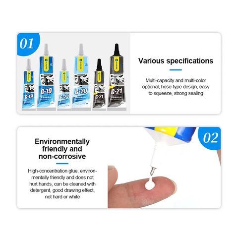 Adhesivos sellador Sunshine G-20, para pegar tapas traseras, para marcos de pantalla, 50 ml, transparente Vista previa  4