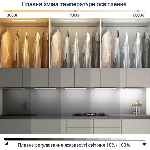 Ночник KH-UC-016B, алюминиевый, с пультом, с датчиком движения, с аккумулятором, c кабелем, 60 см, 3 Вт, черный Превью 1