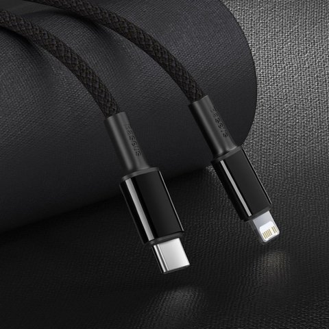 USB кабель Baseus High Density Braided, USB тип-C, Lightning, 200 см, 20 Вт, чорний, #CATLGD-A01 Прев'ю 2
