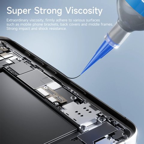 Клей JCID TP-030B, полиуретановый, черный, для приклеивания задних крышек, для дисплейных рамок, быстросохнущий, 30 мл Превью 4