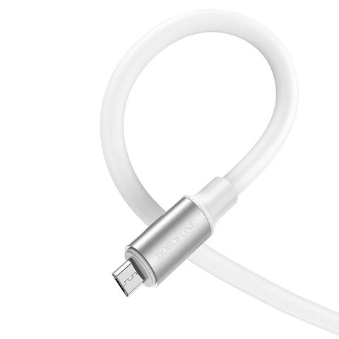 USB кабель Borofone BX82, USB тип-A, micro-USB тип-B, 100 см, 2,4 А, белый, силиконовый, #6974443386202 Превью 1