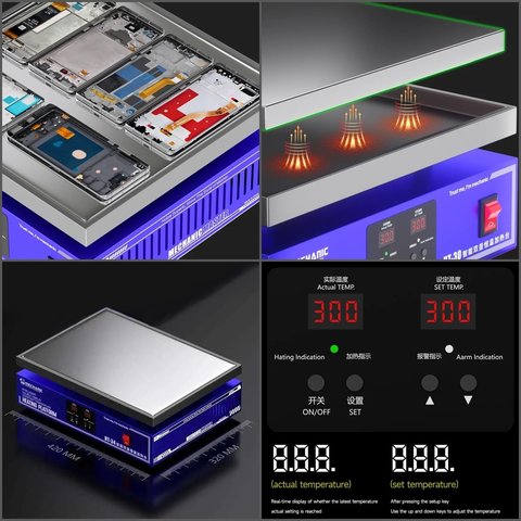 Платформа для предварительного подогрева Mechanic HT-34, для ремонта материнских плат, 40*30cm / 20-300°С Превью 1